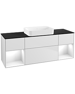 Villeroy und Boch Finion Waschtischunterschrank G742GFMT 160x60,3x50,1cm, Regale Glossy white lacquer, White matt lacquer
