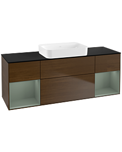 Villeroy und Boch Finion Waschtischunterschrank G742GMGN 160x60,3x50,1cm, Regale Olive matt lacquer, Walnut veneer