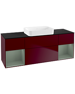 Villeroy und Boch Finion Waschtischunterschrank G742GMHB 160x60,3x50,1cm, Regale Olive matt lacquer, Peony Matt