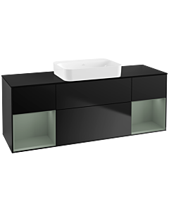 Villeroy und Boch Finion Villeroy und Boch G742GMPD 160x60.3x50.1cm, étagères laqué mat olive, laqué mat noir