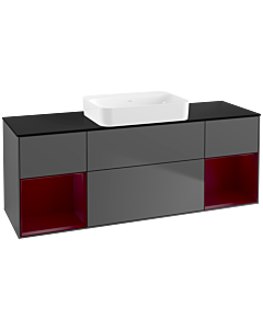 Villeroy und Boch Finion Waschtischunterschrank G742HBGK 160x60,3x50,1cm, Regale Peony matt lacquer, Anthracite matt