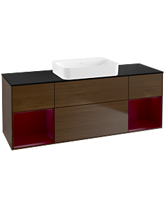 Villeroy und Boch Finion Waschtischunterschrank G742HBGN 160x60,3x50,1cm, Regale Peony matt lacquer, Walnut veneer