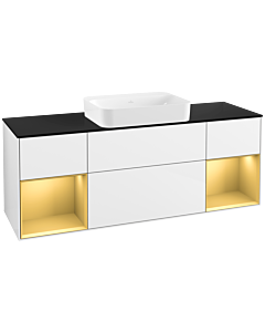 Villeroy und Boch Finion Waschtischunterschrank G742HFGF 160x60,3x50,1cm, Regale Gold matt lacquer, Glossy white lacquer