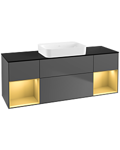 Villeroy und Boch Finion Waschtischunterschrank G742HFGK 160x60,3x50,1cm, Regale Gold matt lacquer, Anthracite matt