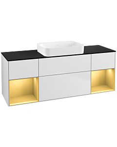 Villeroy und Boch Finion Villeroy und Boch G742HFMT 160x60.3x50.1cm, étagères laqué mat doré, laqué mat blanc