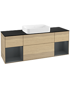 Villeroy und Boch Finion Waschtischunterschrank G742HGPC 160x60,3x50,1cm, Regale Midnight matt lacquer, Oak Veneer