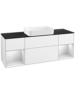 Villeroy und Boch Finion Waschtischunterschrank G742MTGF 160x60,3x50,1cm, Regale White matt lacquer, Glossy white lacquer