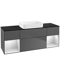 Villeroy und Boch Finion Villeroy und Boch G742MTGK 160x60.3x50.1cm, étagères laqué blanc mat, anthracite mat