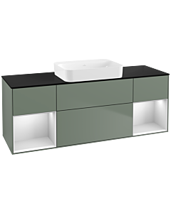 Villeroy und Boch Finion Villeroy und Boch G742MTGM 160x60.3x50.1cm, étagères laqué blanc mat, Olive Matt Lacquer