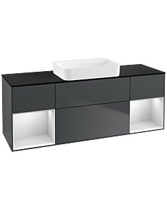 Villeroy und Boch Finion Waschtischunterschrank G742MTHG 160x60,3x50,1cm, Regale White matt lacquer, Midnight Blue Matt Lacquer