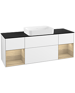 Villeroy und Boch Finion Waschtischunterschrank G742PCGF 160x60,3x50,1cm, Regale Oak Veneer, Glossy white lacquer