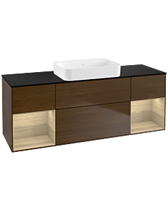Villeroy und Boch Finion Waschtischunterschrank G742PCGN 160x60,3x50,1cm, Regale Oak Veneer, Walnut veneer