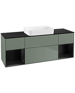 Villeroy und Boch Finion Villeroy und Boch G742PDGM 160x60.3x50.1cm, étagères laqué noir mat, Olive Matt Lacquer