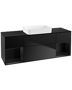 Villeroy und Boch Finion Waschtischunterschrank G742PDPD 160x60,3x50,1cm, Regale Black matt lacquer, Black matt lacquer