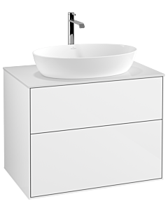 Villeroy und Boch Finion Waschtischunterschrank G75100GF 80x60,3cm, Emotion, Abdeckplatte white matt, Glossy white lacquer