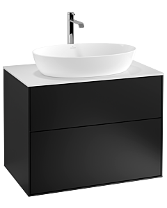 Villeroy und Boch Finion Waschtischunterschrank G75100PD 80x60,3cm, Emotion, Abdeckplatte white matt, Black matt lacquer