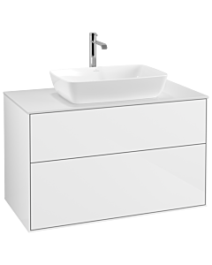 Villeroy und Boch Finion Waschtischunterschrank G76100GF 100x60,3cm, Emotion, Abdeckplatte white matt, Glossy white lacquer