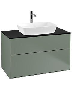 Villeroy und Boch Finion Waschtischunterschrank G76200GM 100x60,3cm, Emotion, Abdeckplatte black matt, Olive Matt Lacquer