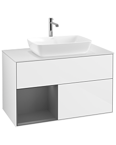 Villeroy und Boch Finion Villeroy und Boch Finion G771GKGF 100cm, cover plate white matt, Emotion, shelves anthracite matt lacquer, glossy white lacquer