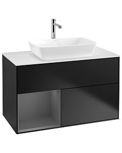 Villeroy und Boch Finion Villeroy und Boch Finion G771GKPD 100cm, cover plate white matt, Emotion, shelves anthracite matt lacquer, black matt lacquer