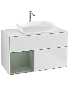 Villeroy und Boch Finion Villeroy und Boch Finion G771GMMT 100cm, cover plate white matt, Emotion, shelves olive matt lacquer, white matt lacquer