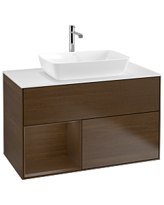 Villeroy und Boch Finion Villeroy und Boch G771GNGN 100cm, plaque de finition blanc mat, emotion, étagères Walnut Veneer , placage Walnut Veneer