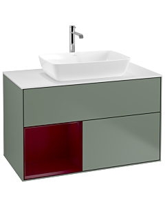 Villeroy und Boch Finion Villeroy und Boch Finion G771HBGM 100cm, cover plate white matt, Emotion, shelves Peony matt lacquer, Olive Matt Lacquer