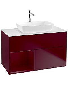 Villeroy und Boch Finion Waschtischunterschrank G771HBHB 100cm, Abdeckplatte white matt, Emotion, Regale Peony matt lacquer, Peony Matt