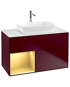Villeroy und Boch Finion Villeroy und Boch Finion G771HFHB 100cm, cover plate white matt, Emotion, shelves gold matt lacquer, Peony Matt