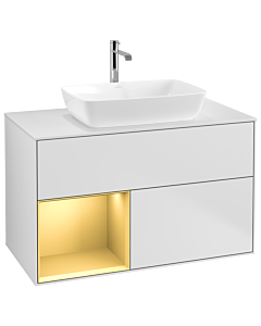 Villeroy und Boch Finion Villeroy und Boch Finion G771HFMT 100cm, cover plate white matt, Emotion, shelves gold matt lacquer, white matt lacquer