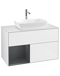 Villeroy und Boch Finion Villeroy und Boch Finion G771HGGF 100cm, cover plate white matt, Emotion, shelves Midnight matt lacquer, Glossy white lacquer