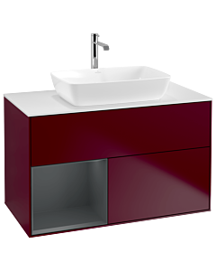 Villeroy und Boch Finion Villeroy und Boch Finion G771HGHB 100cm, cover plate white matt, Emotion, shelves Midnight matt lacquer, Peony Matt