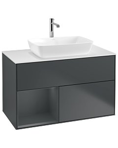 Villeroy und Boch Finion Waschtischunterschrank G771HGHG 100cm, Abdeckplatte white matt, Emotion, Regale Midnight matt lacquer, Midnight Blue Matt Lacquer