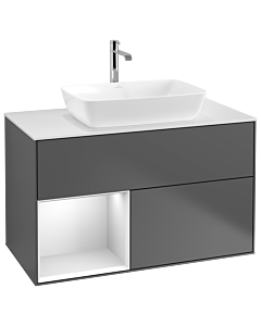 Villeroy und Boch Finion Villeroy und Boch Finion G771MTGK 100cm, cover plate white matt, Emotion, shelves white matt lacquer, anthracite matt