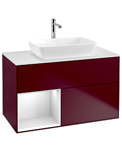 Villeroy und Boch Finion Waschtischunterschrank G771MTHB 100cm, Abdeckplatte white matt, Emotion, Regale White matt lacquer, Peony Matt