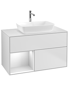 Villeroy und Boch Finion Villeroy und Boch G771MTMT 100cm, plaque de finition blanc mat, Emotion, étagères laqué blanc mat, laqué blanc mat