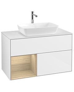 Villeroy und Boch Finion Villeroy und Boch Finion G771PCGF 100cm, cover plate white matt, Emotion, shelves Oak Veneer , glossy white lacquer