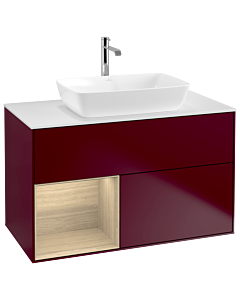 Villeroy und Boch Finion Waschtischunterschrank G771PCHB 100cm, Abdeckplatte white matt, Emotion, Regale Oak Veneer, Peony Matt