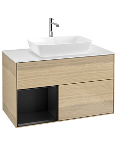 Villeroy und Boch Finion Villeroy und Boch Finion G771PDPC 100cm, cover plate white matt, Emotion, shelves black matt lacquer, Oak Veneer