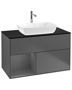 Villeroy und Boch Finion Villeroy und Boch G772GKGK 100cm, plaque de recouvrement noir mat, Emotion, étagères Laque anthracite mat, Anthracite mat