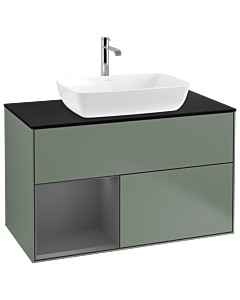Villeroy und Boch Finion Villeroy und Boch Finion G772GKGM 100cm, cover plate black matt, Emotion, shelves anthracite matt lacquer, Olive Matt Lacquer
