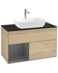 Villeroy und Boch Finion Villeroy und Boch Finion G772GKPC 100cm, cover plate black matt, Emotion, shelves anthracite matt lacquer, Oak Veneer