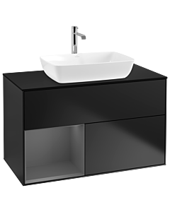 Villeroy und Boch Finion Villeroy und Boch G772GKPD 100cm, plaque de finition noir mat, Emotion, étagères Laque anthracite mate, Laque noire mate