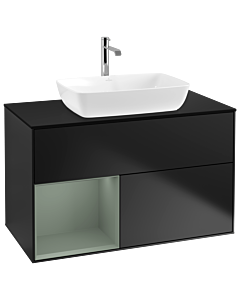 Villeroy und Boch Finion Villeroy und Boch Finion G772GMPD 100cm, cover plate black matt, Emotion, shelves olive matt lacquer, black matt lacquer