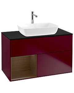 Villeroy und Boch Finion Villeroy und Boch G772GNHB 100cm, plaque de finition noir mat, émotion, étagères Walnut Veneer , Peony Matt