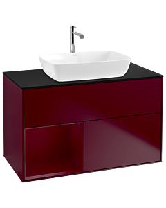 Villeroy und Boch Finion Waschtischunterschrank G772HBHB 100cm, Abdeckplatte black matt, Emotion, Regale Peony matt lacquer, Peony Matt