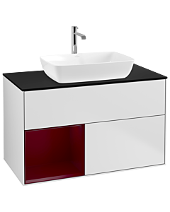 Villeroy und Boch Finion Villeroy und Boch Finion G772HBMT 100cm, cover plate black matt, Emotion, shelves Peony matt lacquer, white matt lacquer