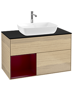Villeroy und Boch Finion Villeroy und Boch Finion G772HBPC 100cm, cover plate black matt, Emotion, shelves Peony matt lacquer, Oak Veneer