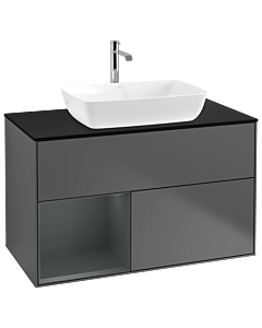 Villeroy und Boch Finion Villeroy und Boch Finion G772HGGK 100cm, cover plate black matt, Emotion, shelves midnight matt lacquer, anthracite matt