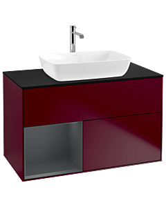 Villeroy und Boch Finion Villeroy und Boch G772HGHB 100cm, plaque de finition noir mat, Emotion, étagères laqué mat minuit, Peony Matt